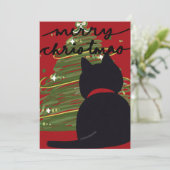 Black cat christmas  feiertagskarte (Stehend Vorderseite)