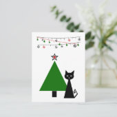 Black Cat Christmas Feiertagspostkarte (Stehend Vorderseite)