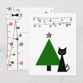 Black Cat Christmas Feiertagspostkarte (Vorne/Hinten)