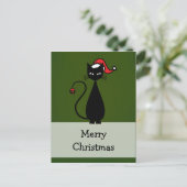 Black Cat Christmas Feiertagspostkarte (Stehend Vorderseite)