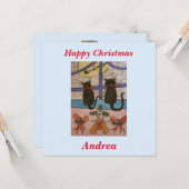 Black Cat Christmas Flat Card Karte (Vorderseite/Rückseite Beispiel)