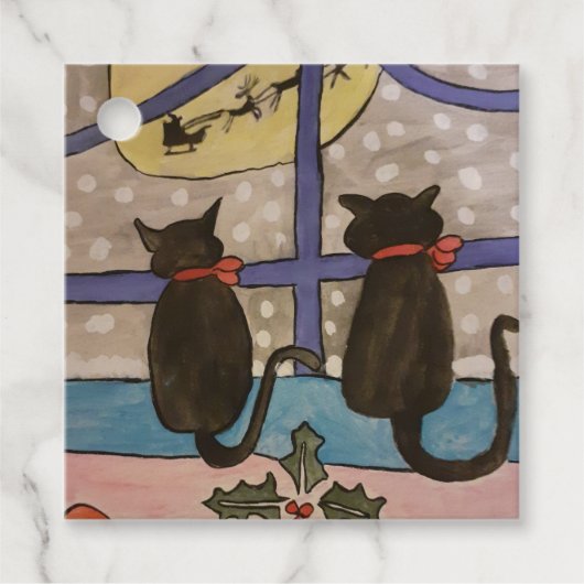 Black Cat Christmas Geschenkanhänger (Vorderseite)