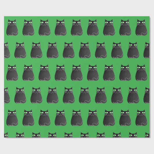 Black Cat Christmas Geschenkpapier (Flach)