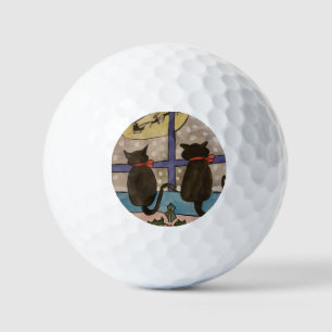 Black Cat Christmas Golfball