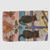 Black Cat Christmas Golfhandtuch (Horizontal)