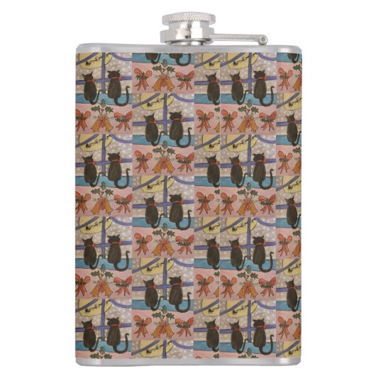 Black Cat Christmas Hip Flask Flachmann (Rückseite)