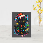 Black Cat Christmas Ice Cream Drip Santa Hat Cute  Karte (Gelbe Blume)