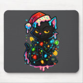 Black Cat Christmas Ice Cream Drip Santa Hat Cute Mousepad (Vorne)