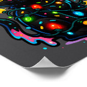 Black Cat Christmas Ice Cream Drip Santa Hat Cute  Poster (Ecke)