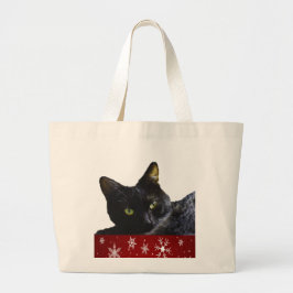 Black Cat Christmas Jumbo Tote Bag Stoffbeutel