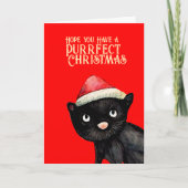 Black Cat Christmas Karte (Vorderseite)