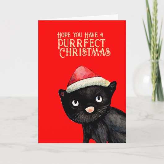 Black Cat Christmas Karte (Vorderseite)