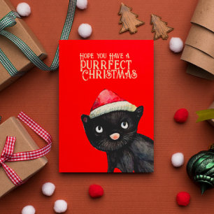 Black Cat Christmas Karte