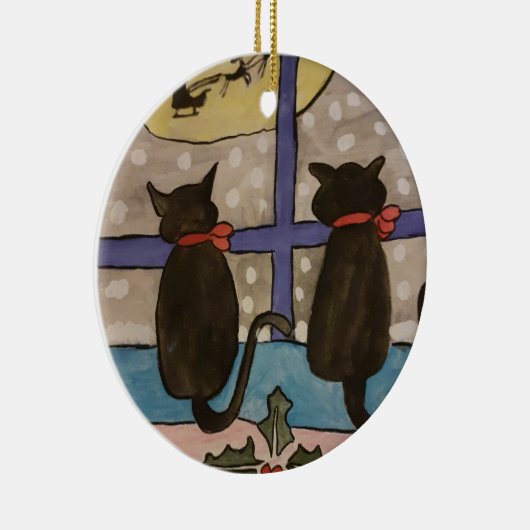 Black Cat Christmas Keramik Ornament (Rechts)