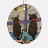 Black Cat Christmas Keramik Ornament (Links)