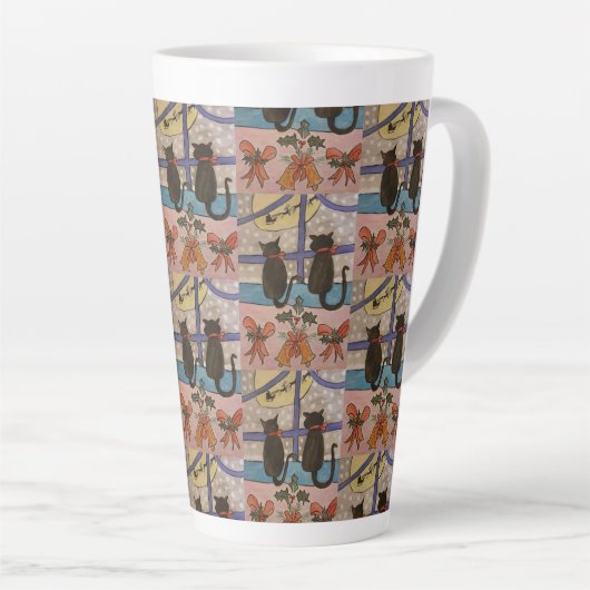 Black Cat Christmas Latte Tasse (Rechte Ecke)