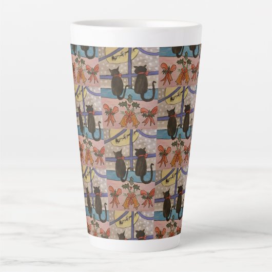 Black Cat Christmas Latte Tasse (Vorderseite)