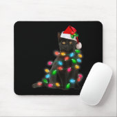 Black Cat Christmas Light Cat Lover Christmas  Mousepad (Mit Mouse)