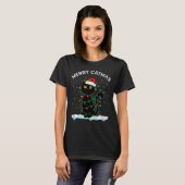 Black Cat Christmas Light Cat Wearing Santa Hat Me T-Shirt (Vorne ganz)