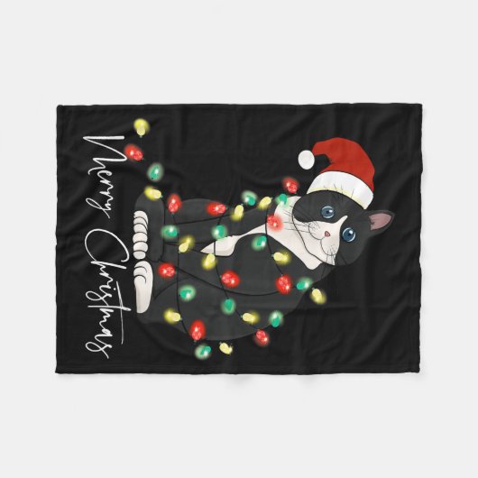Black Cat Christmas Light Christmas Black Cat With Fleecedecke (Vorderseite (Horizontal))