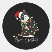 Black Cat Christmas Light Christmas Black Cat With Runder Aufkleber (Vorderseite)