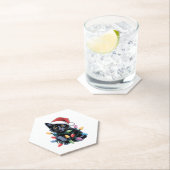 Black Cat Christmas Lights Funny Cat Lover Untersetzer (Vor Ort)