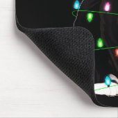 Black Cat Christmas Lights Funny Santa Hat Black C Mousepad (Ecke)
