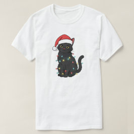 Black Cat Christmas Lights – Funny Santa Kitten T-Shirt