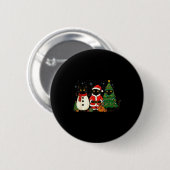 Black Cat Christmas Lights Reindeer Santa Meowy Ca Button (Vorne & Hinten)