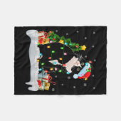 Black Cat Christmas Lights Santa Hat Black Cat Lov Fleecedecke (Vorderseite (Horizontal))