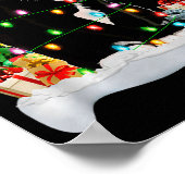 Black Cat Christmas Lights Santa Hat Black Cat Lov Poster (Ecke)