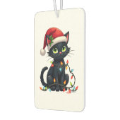 Black Cat Christmas Lights Santa Hat Funny Xmas Ca Autolufterfrischer (Links)