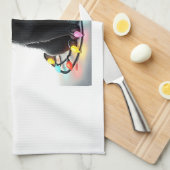 Black Cat Christmas Lights Santa Hat Funny Xmas Ca Geschirrtuch (Viertel Falte)