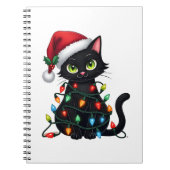 Black Cat Christmas Lights Santa Hat Funny Xmas Ca Notizblock (Vorderseite)