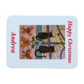 Black Cat Christmas Magnet (Horizontal)