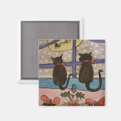 Black Cat Christmas Magnet (Vorderseite/Rückseite)