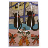 Black Cat Christmas Mittlere Geschenktüte (Rückseite)