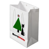 Black Cat Christmas Mittlere Geschenktüte (Vorderseite Schrägansicht)