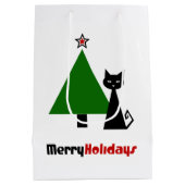 Black Cat Christmas Mittlere Geschenktüte (Rückseite)