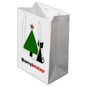Black Cat Christmas Mittlere Geschenktüte (Rückseite Schrägansicht)