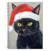 Black Cat | Christmas Painting Santa Hat Notizblock (Vorderseite)