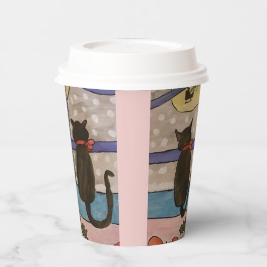 Black Cat Christmas Paper Cup Pappbecher (Links)
