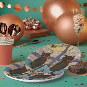 Black Cat Christmas Pappteller