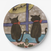 Black Cat Christmas Pappteller (Vorderseite)