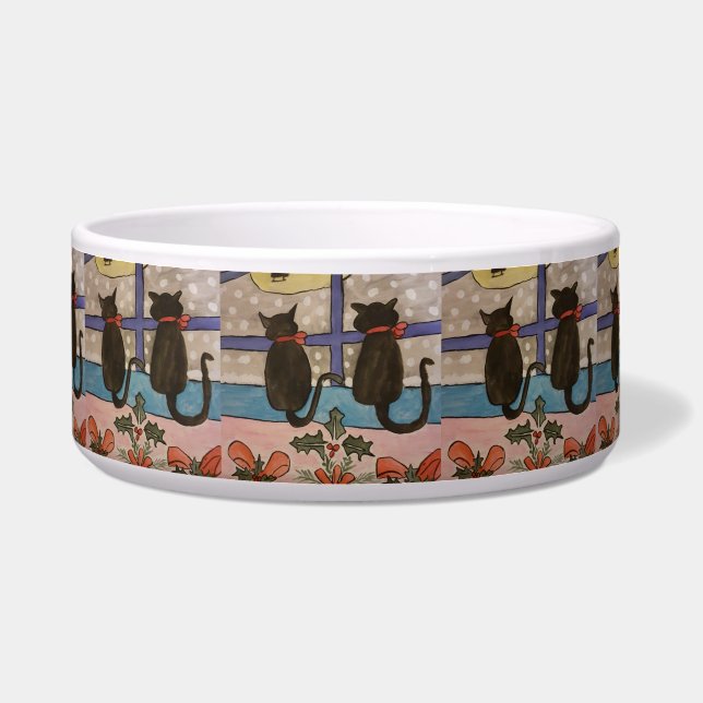 Black Cat Christmas Pet Bowl Napf (Vorderseite)