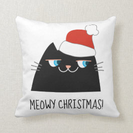 Black Cat Christmas Pillow | Niedlich Santa Kitty Kissen