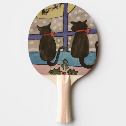 Black Cat Christmas Ping Pong Paddle Tischtennis Schläger (Vorderseite)