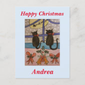 Black Cat Christmas Postkarte (Vorderseite)