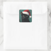 Black Cat Christmas Quadratischer Aufkleber (Tasche)