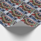 Black Cat Christmas Red Truck Holiday Geschenkpapier (Ecke)